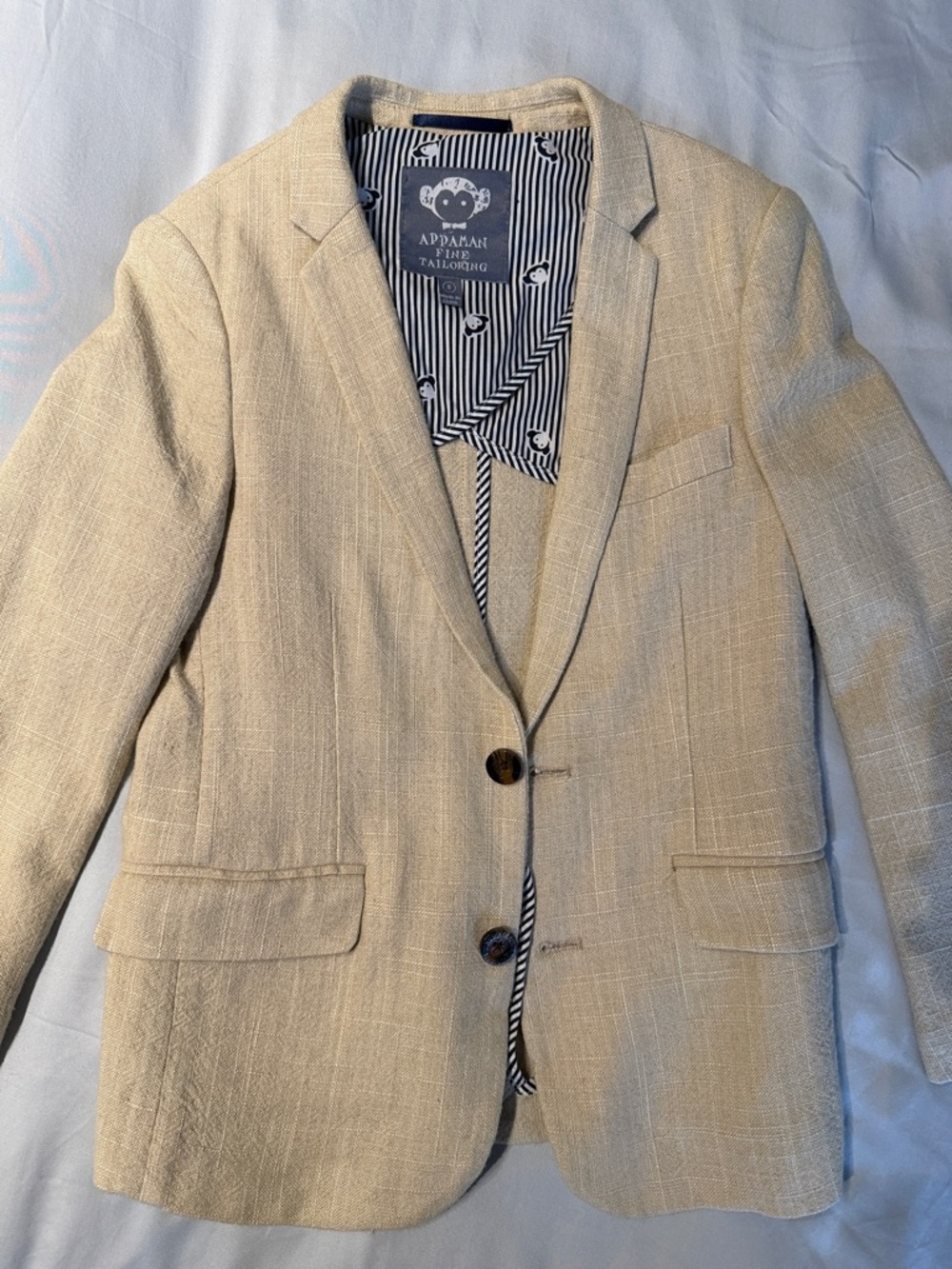 Boys Cream Linen Blend Blazer